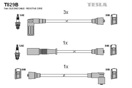 Фото автозапчасти кабель запалювання к-кт Fiat, Lancia 83-90 Tesla T829B