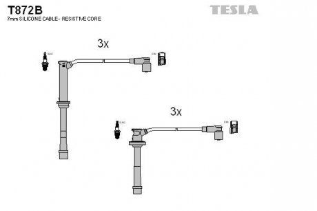 Фото автозапчасти комплект кабелiв запалювання Tesla T872B