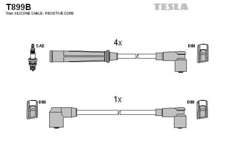 Фото автозапчастини кабель запалювання к-кт Mazda 626 1,8 Tesla T899B