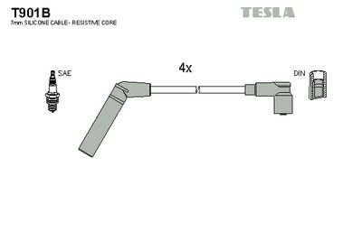 Фото автозапчасти провода высоковольтные, комплект Mitsubishi Colt v 1.5 (99-03) BLATNA Tesla T901B