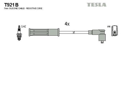 Фото автозапчасти дроти запалення, набір Tesla T921B