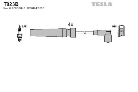 Фото автозапчасти провода свечные Лачетти 1,6 (силикон) Tesla T923B