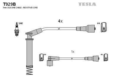 Фото автозапчастини кабель запалювання к-кт Opel Calibra, Vectra 88-95 1,8 Tesla T929B