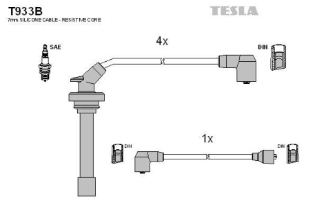 Фото автозапчасти комплект кабелiв запалювання Tesla T933B