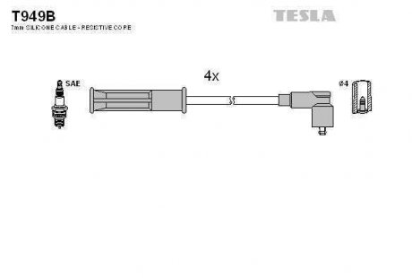 Комплект кабелів високовольтних TESLA Blatna T949B (фото 1)