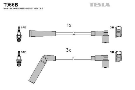 Фото автозапчасти комплект кабелiв запалювання Tesla T966B