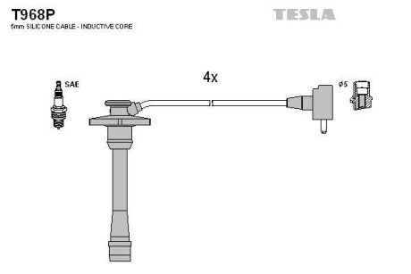 Фото автозапчастини комплект кабелiв запалювання Tesla T968P