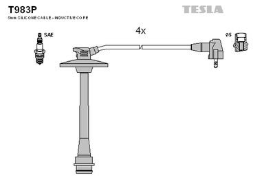 Фото автозапчасти провода высоковольтные, комплект Toyota Rav 4 i 2.0 (94-00),Toyota Rav 4 i cabrio 2.0 (97-00) BLATNA Tesla T983P (фото 1)