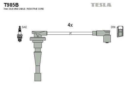 Фото автозапчасти кабель запалювання к-кт Honda CR-V 1.2.0 16V Tesla T985B (фото 1)