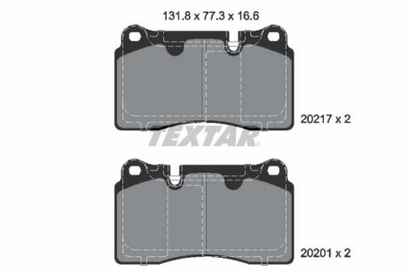 Фото автозапчасти комплект тормозных колодок передний ASTON MARTIN DB9 VOLANTE, DB9TAGE, VANTAGE, VANTAGE VOLANTE, VANTAGETAGE 4.0-6.0 01.04- TEXTAR 2021703