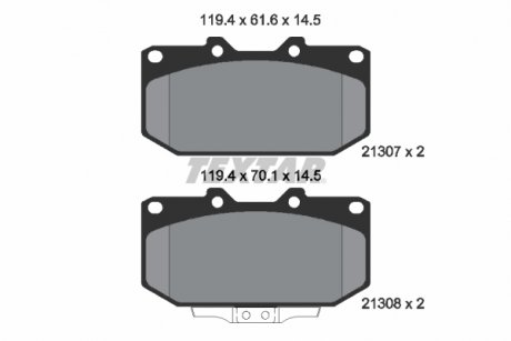Комплект тормозных колодок передний NISSAN 300ZX, SILVIA; SUBARU IMPREZA; TOYOTA YARIS 1.8-3.0 05.90- TEXTAR 2130701 (фото 1)