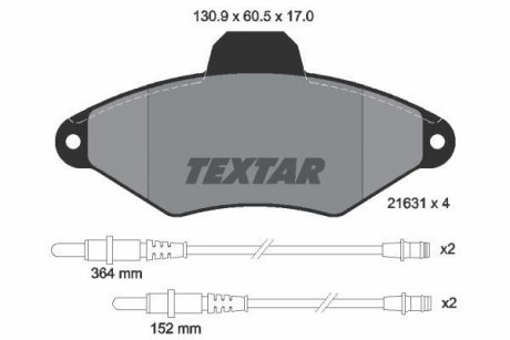Комплект тормозных колодок. TEXTAR 2163102 (фото 1)
