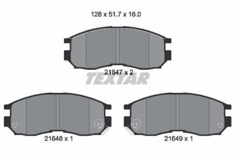 Фото автозапчасти комплект тормозных колодок передний CHRYSLER SEBRING; DODGE AVENGER; HONDA ACCORD IV; HYUNDAI SANTAMO; MITSUBISHI COLT III, COLT IV, ECLIPSE, ECLIPSE I, ECLIPSE II 1.6-2.5D 11.87-12.07 TEXTAR 2164701 (фото 1)