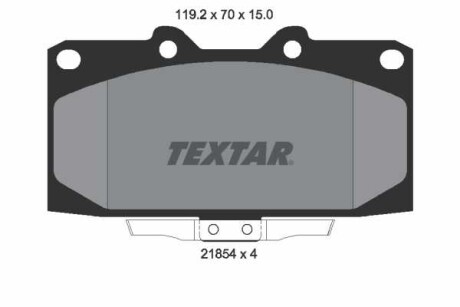 Фото автозапчастини комплект гальмівних колодок спереду NISSAN 200SX, SKYLINE; SUBARU IMPREZA 2.0/2.5/2.6 07.93-02.08 TEXTAR 2185401