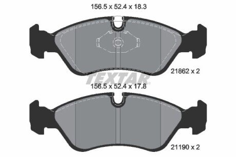 Комплект тормозных колодок передний DAEWOO ARANOS, CIELO, ESPERO, LANOS, NEXIA, PRINCE; FSO LANOS; OPEL ASTRA F, ASTRA F CLASSIC, CALIBRA A, KADETT E, OMEGA A, VECTRA A, VECTRA B 1.4-2.4 09.84- TEXTAR 2186201