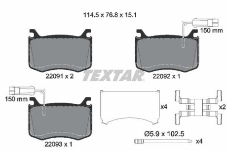 Фото автозапчасти комплект тормозных колодок передний ALFA ROMEO GIULIA 2.0/2.2D 10.15- TEXTAR 2209101