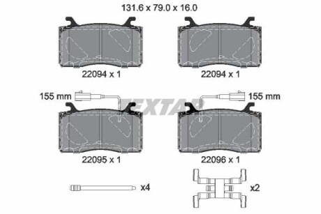 Фото автозапчасти комплект тормозных колодок передний ALFA ROMEO GIULIA, STELVIO 2.0/2.2D 10.15- TEXTAR 2209401