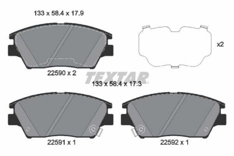 Фото автозапчасти комплект тормозных колодок передний SSANGYONG TIVOLI, XLV 1.2-1.6LPG 03.15- TEXTAR 2259001