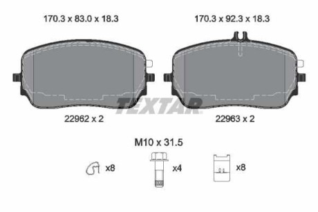 Фото автозапчасти комплект тормозных колодок передний MERCEDES GLE (C167), GLE (V167), GLS (X167) 2.0D-4.0H 10.18- TEXTAR 2296201