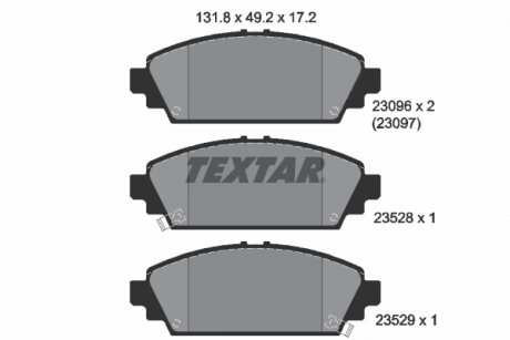 Комплект тормозных колодок передний HONDA ACCORD VI, CIVIC VII 1.6/1.7D/2.0 10.98-09.05 TEXTAR 2309601