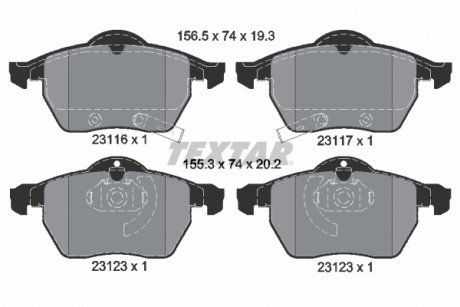 Фото автозапчасти комплект тормозных колодок передний OPEL ASTRA G, ZAFIRA A; SAAB 9-3, 9-5 1.9D-3.0D 09.97-12.09 TEXTAR 2311701