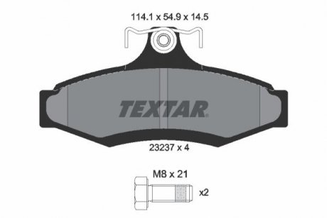 Фото автозапчасти комплект тормозных колодок задний CHEVROLET NUBIRA; DAEWOO KORANDO, LEGANZA, MUSSO, NUBIRA, TACUMA / REZZO; SSANGYONG MUSSO, MUSSO SPORTS 1.4-3.2 04.97- TEXTAR 2323701