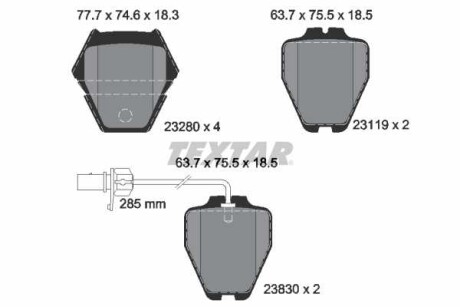 Фото автозапчасти комплект тормозных колодок передний AUDI A4 B5, A6 C5, ALLROAD C5; Volkswagen PASSAT B5.5, PHAETON 1.8-4.2 09.97-03.16 TEXTAR 2328001