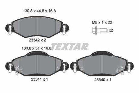 Гальмівні колодки, дискове гальмо (набір) TEXTAR 2334001