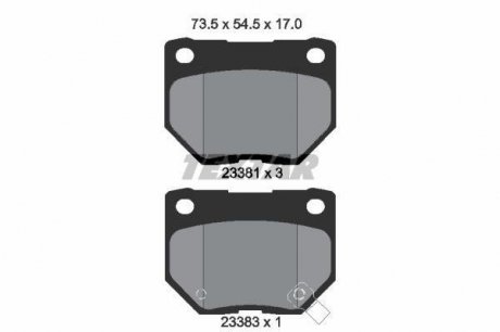 Комплект тормозных колодок задних SUBARU IMPREZA 2.0/2.5 12.00-12.08 TEXTAR 2338102 (фото 1)