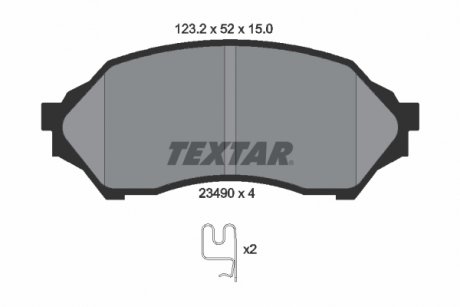 Комплект гальмівних колодок спереду MAZDA 323 F VI, 323 S VI 1.3-1.6 09.98-05.04 TEXTAR 2349002