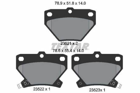 Фото автозапчасти комплект тормозных колодок задних PONTIAC VIBE; TOYOTA CELICA, COROLLA, COROLLA VERSO, IST, MATRIX, PRIUS, VIOS / SOLUNA VIOS, YARIS, YARIS VERSO 1.0-2.0D 08.87-12.09 TEXTAR 2352101