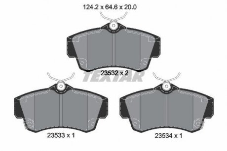 Комплект тормозных колодок передний CHRYSLER PT CRUISER 1.6-2.4 06.00-12.10 TEXTAR 2353202