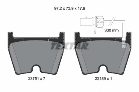 Комплект гальмівних колодок спереду AUDI A4 B8, A5 4.2 03.10-01.17 TEXTAR 2375104 (фото 1)