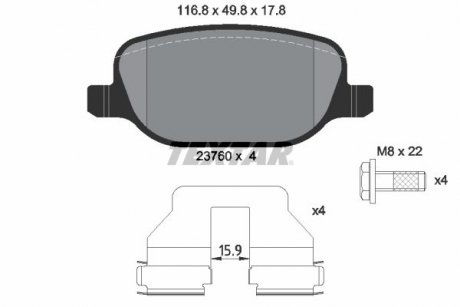 Фото автозапчасти колодки тормозные (задние) Alfa Romeo/Lancia Thesis 02-12 TEXTAR 2376001