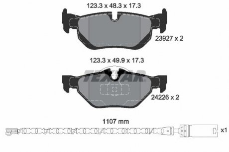 Фото автозапчасти комплект тормозных колодок задних BMW 1 (E81), 1 (E87), 1 (E88), 3 (E90), 3 (E91), 3 (E92), 3 (E93) 2.0/2.0D/3.0 09.05-12.13 TEXTAR 2392707