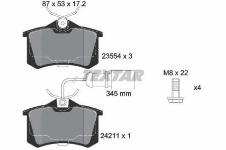 Комплект тормозных колодок задних AUDI A4 B5; SKODA SCALA 1.6/1.6D/2.7 05.00- TEXTAR 2421101