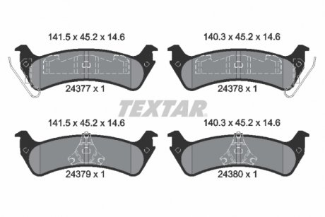 Комплект гальмівних колодок задніх FORD USA EXPLORER, WINDSTAR 3.0-4.9 01.93-08.04 TEXTAR 2437701