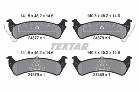 Фото автозапчасти комплект тормозных колодок задних FORD USA EXPLORER, WINDSTAR 3.0-4.9 01.93-08.04 TEXTAR 2437701