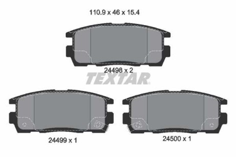 Фото автозапчастини комплект гальмівних колодок задніх CHEVROLET CAPTIVA, EQUINOX; GMC TERRAIN; OPEL ANTARA A; PONTIAC TORRENT 2.0D-3.4 04.03- TEXTAR 2449801 (фото 1)