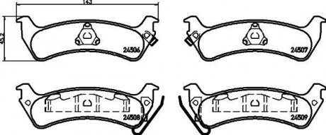 Фото автозапчасти комплект тормозных колодок задних JEEP GRAND CHEROKEE I 2.5D-5.9 09.91-04.99 TEXTAR 2450601