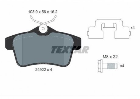 Фото автозапчасти klocki hamulcowe ds 5 15> tyl 16,2mm kpl TEXTAR 2492204