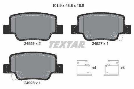 Фото автозапчасти комплект тормозных колодок задних TOYOTA VERSO 1.6-2.2D 04.09-08.18 TEXTAR 2492601