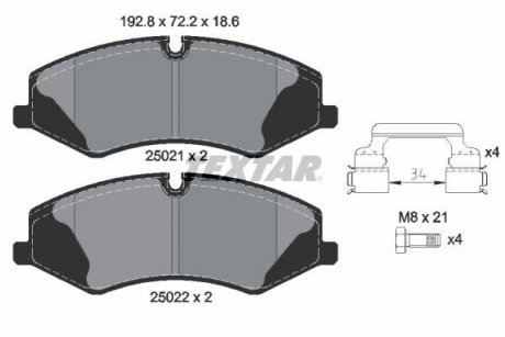 Комплект гальмівних колодок спереду LAND ROVER RANGE ROVER III 3.6D 04.06-08.12 TEXTAR 2502101