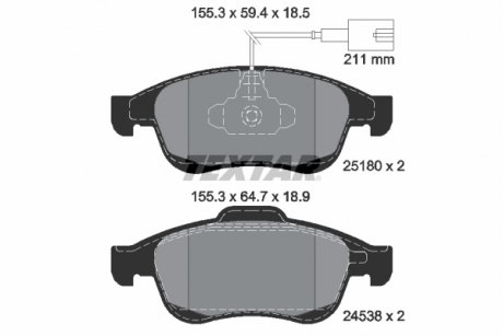 Фото автозапчасти комплект тормозных колодок передний ALFA ROMEO GIULIETTA 1.4/1.4LPG/1.6D 04.10-12.20 TEXTAR 2518001