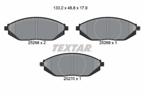 Комплект тормозных колодок передний CHEVROLET SPARK 1.0-Electric 12.09- TEXTAR 2526801 (фото 1)