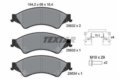 Комплект тормозных колодок передний FORD RANGER 2.0D-3.2D 04.11- TEXTAR 2563201