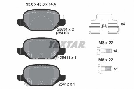 Комплект тормозных колодок задних FIAT PANDA 1.3D 04.15- TEXTAR 2565101