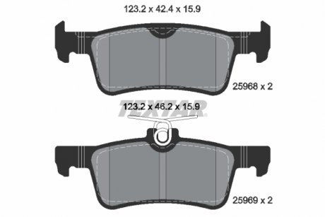 Комплект тормозных колодок задних PEUGEOT 308 II 1.2-2.0D 09.13-06.21 TEXTAR 2596801 (фото 1)