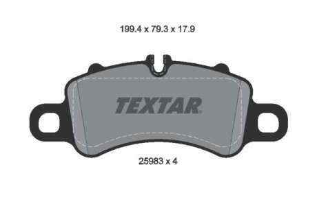 Комплект тормозных колодок передний PORSCHE 718 BOXSTER, 718 CAYMAN, 911, 911 TARGA 2.5/3.0/3.4 12.11- TEXTAR 2598303