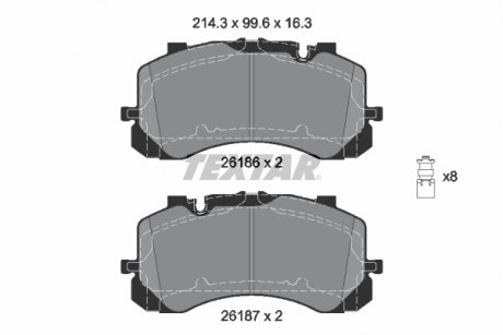 Комплект гальмівних колодок спереду (з аксесуарами) BENTLEY BENTAYGA 3.0H/4.0D/6.0 10.15- TEXTAR 2618601